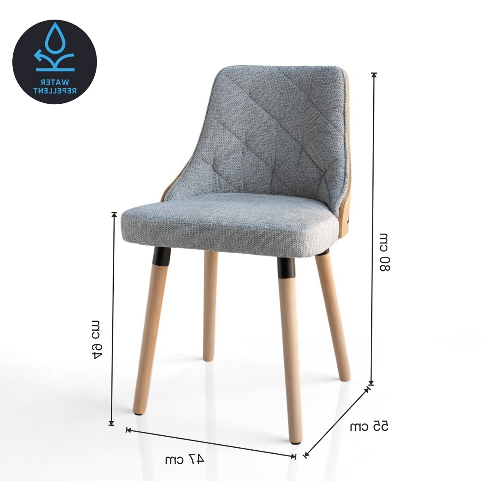 Sedia NATISHA ROVERE / GRIGIA legno finitura Rovere gambe legno finitura Rovere tessuto Grigio WATER REPELLENT H80 L47 P55