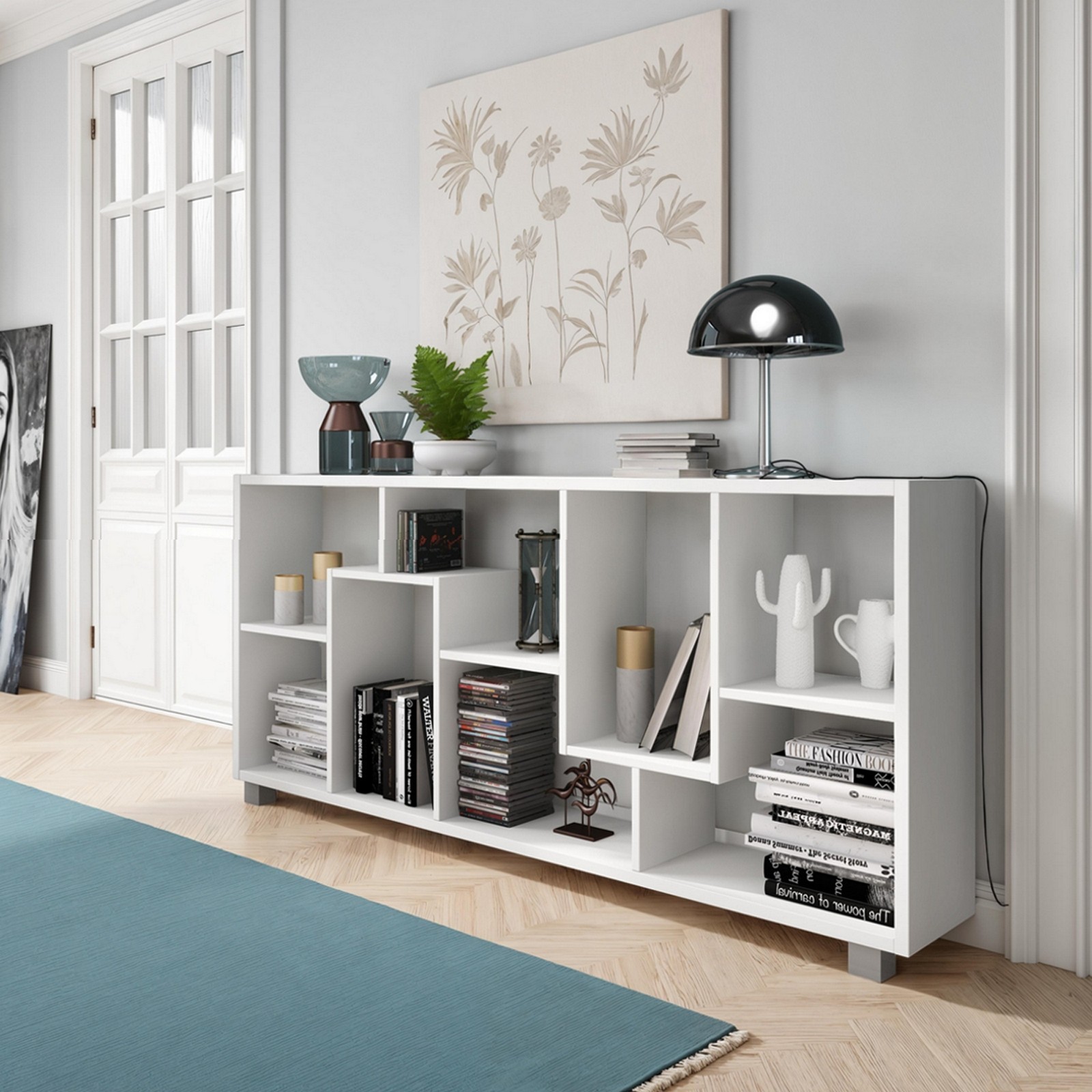 Libreria SOFIA LARICE rivestito in melamminico finitura Larice Bianco utilizzo Verticale / Orizzontale cm H161 L68,5 P25