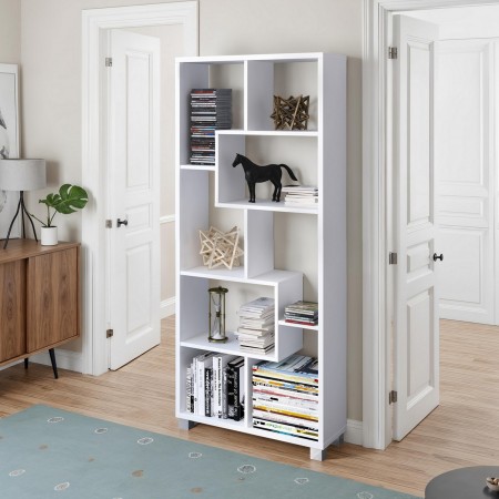 Libreria SOFIA LARICE rivestito in melamminico finitura Larice Bianco utilizzo Verticale / Orizzontale cm H161 L68,5 P25