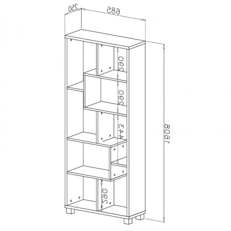 Libreria SOFIA LARICE rivestito in melamminico finitura Larice Bianco utilizzo Verticale / Orizzontale cm H161 L68,5 P25
