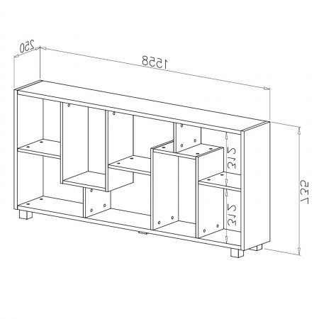Libreria SOFIA LARICE rivestito in melamminico finitura Larice Bianco utilizzo Verticale / Orizzontale cm H161 L68,5 P25