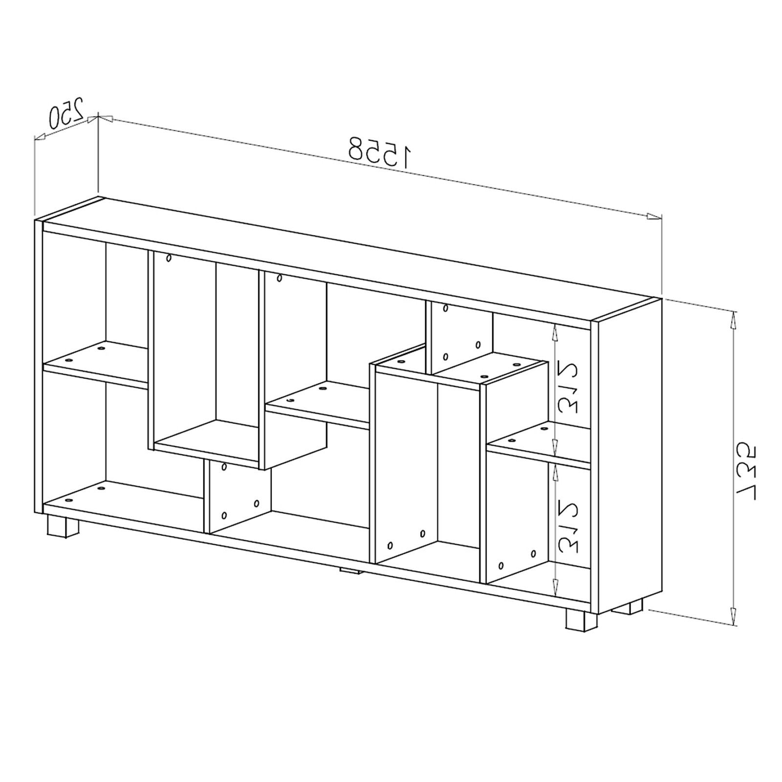 Libreria SOFIA LARICE rivestito in melamminico finitura Larice Bianco utilizzo Verticale / Orizzontale cm H161 L68,5 P25
