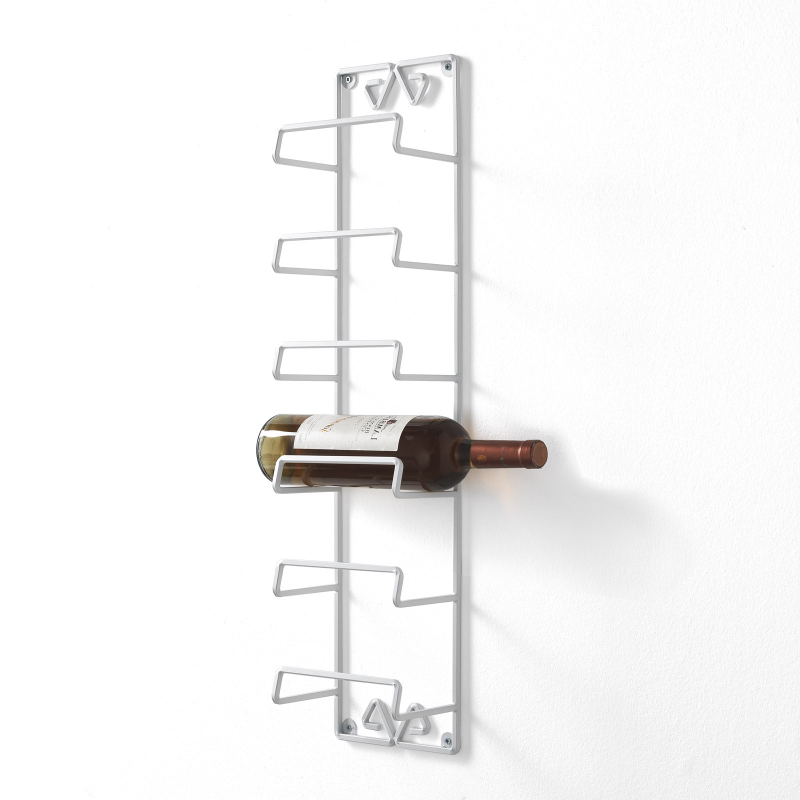 Cantinetta Porta Bottiglie Keve Wall a parete in Acciaio Bianca opaco 6 bottiglie, 16x10xh68 cm