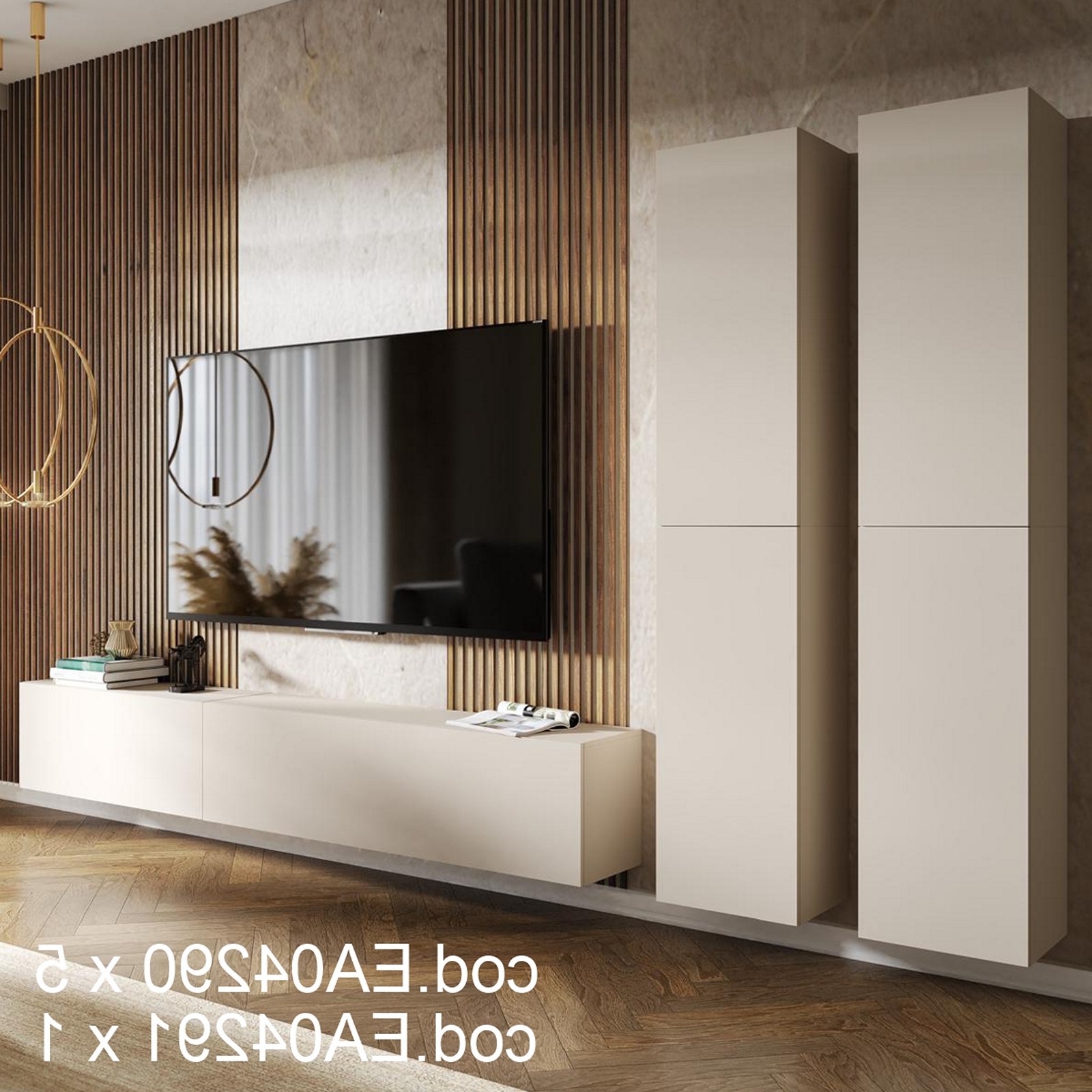 Elemento modulare THONE 100 CASHMERE per creare diverse composizioni da ingresso fino a parete attrezzata cm. 100 x 40 x P34,5