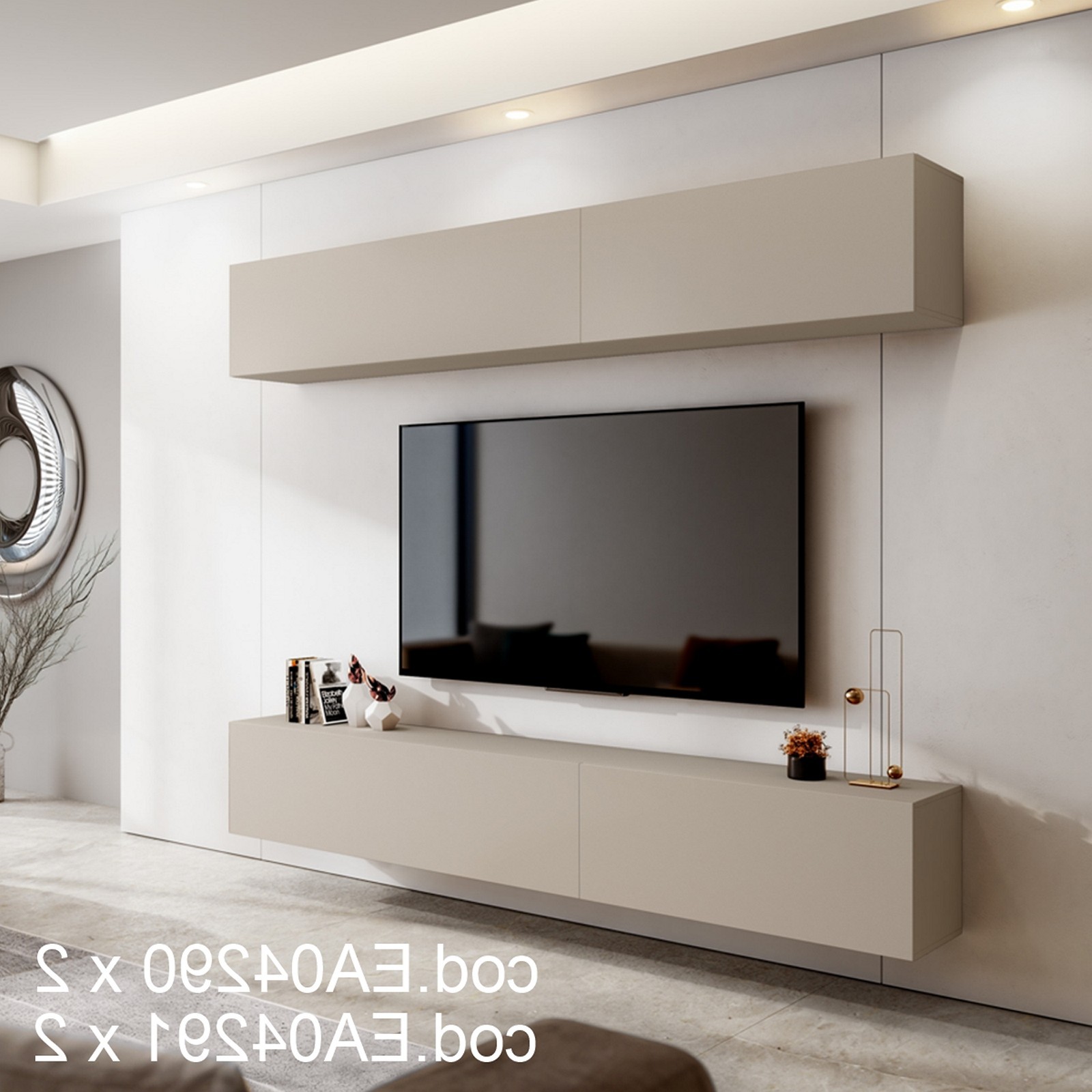 Elemento modulare THONE 100 CASHMERE per creare diverse composizioni da ingresso fino a parete attrezzata cm. 100 x 40 x P34,5