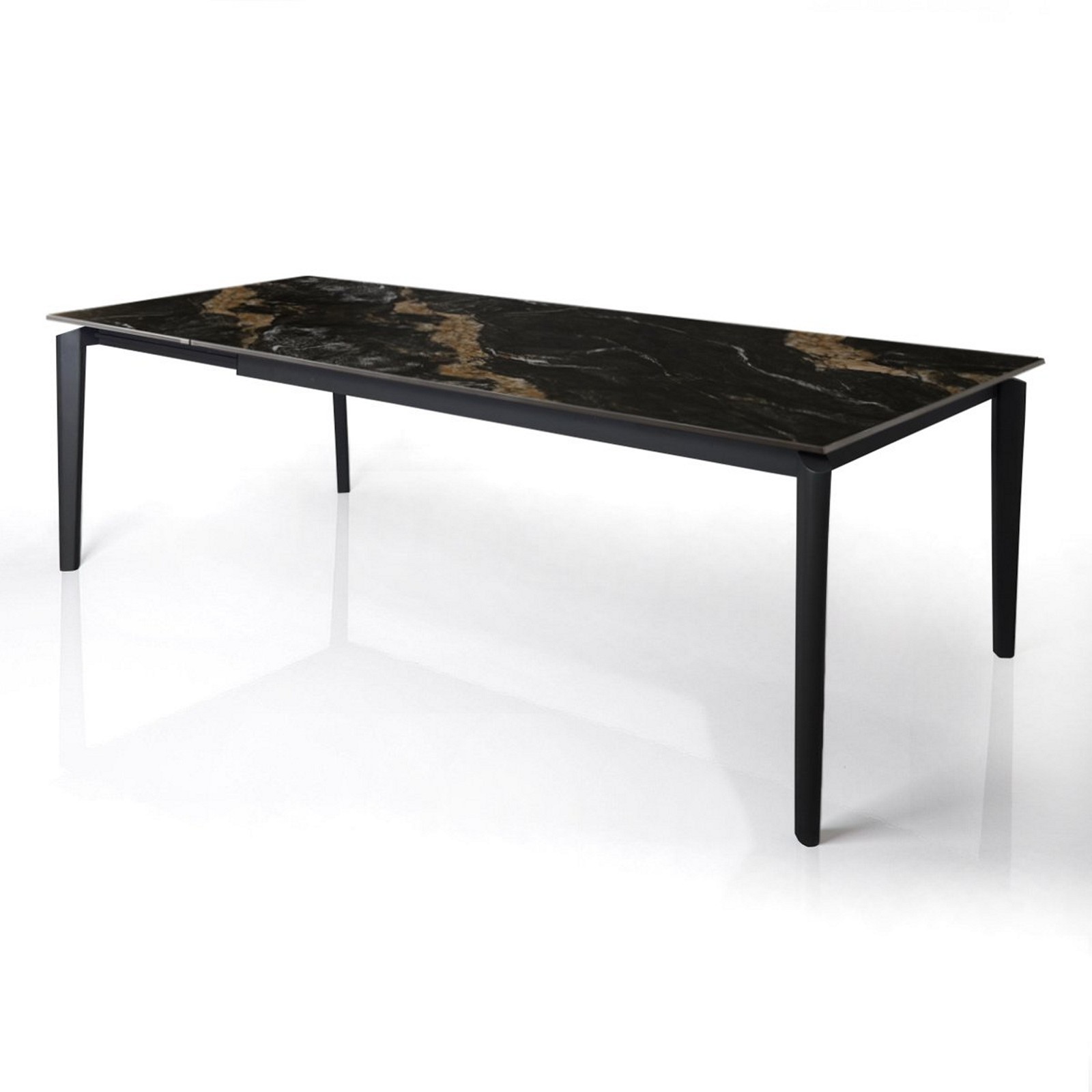 Tavolo allungabile DEDE CALACATTA NERO basamento metallo  Grigio piano ceramica finitura Marmo Calacatta Nero