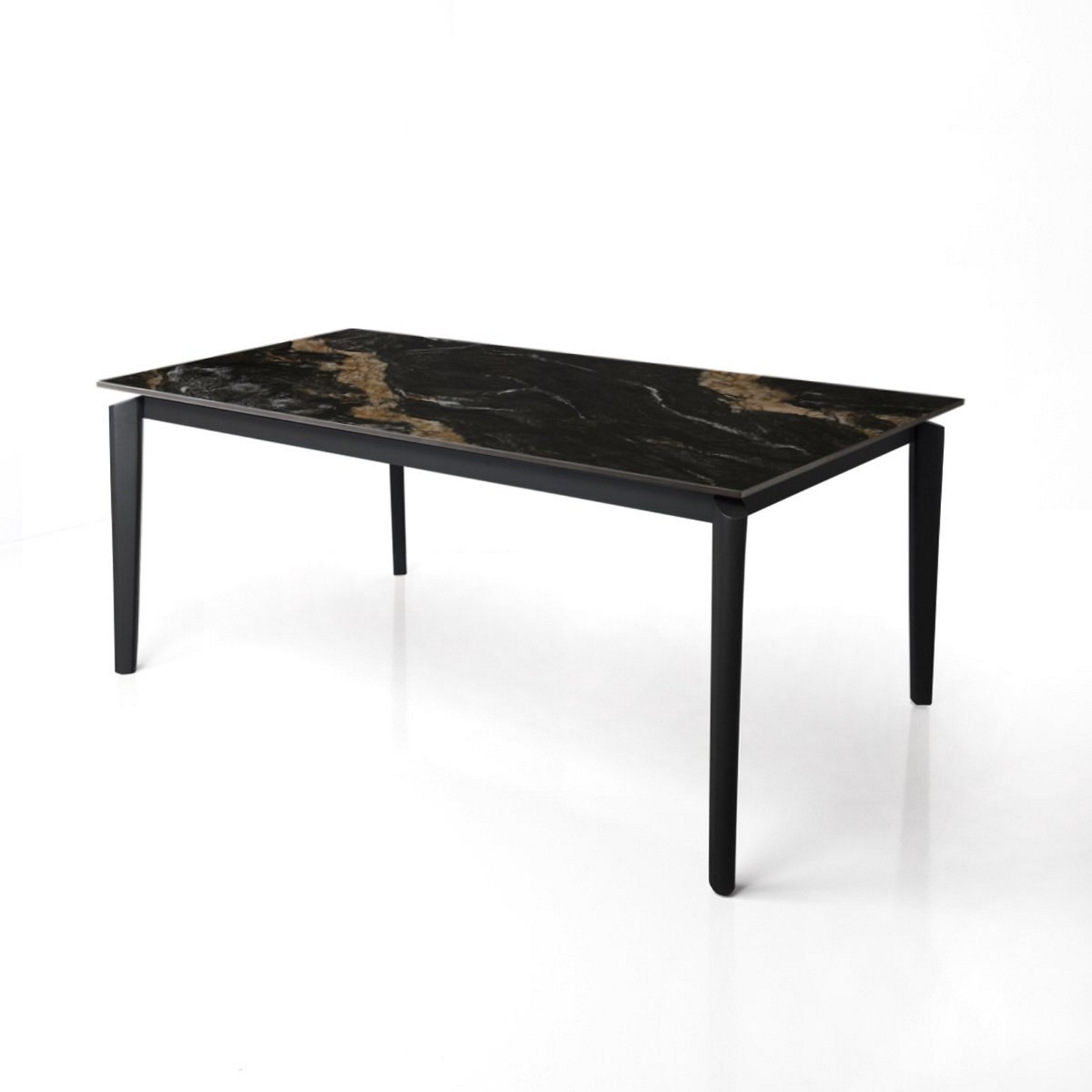 Tavolo allungabile DEDE CALACATTA NERO basamento metallo  Grigio piano ceramica finitura Marmo Calacatta Nero