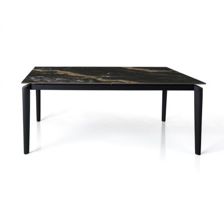 Tavolo allungabile DEDE CALACATTA NERO basamento metallo  Grigio piano ceramica finitura Marmo Calacatta Nero