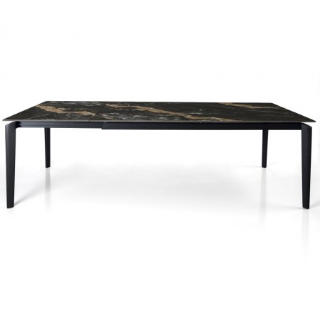 Tavolo allungabile DEDE CALACATTA NERO basamento metallo  Grigio piano ceramica finitura Marmo Calacatta Nero