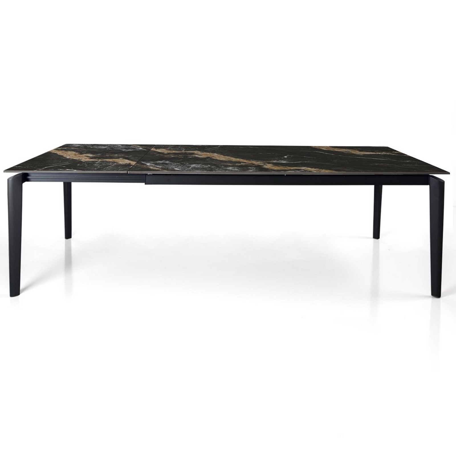 Tavolo allungabile DEDE CALACATTA NERO basamento metallo  Grigio piano ceramica finitura Marmo Calacatta Nero