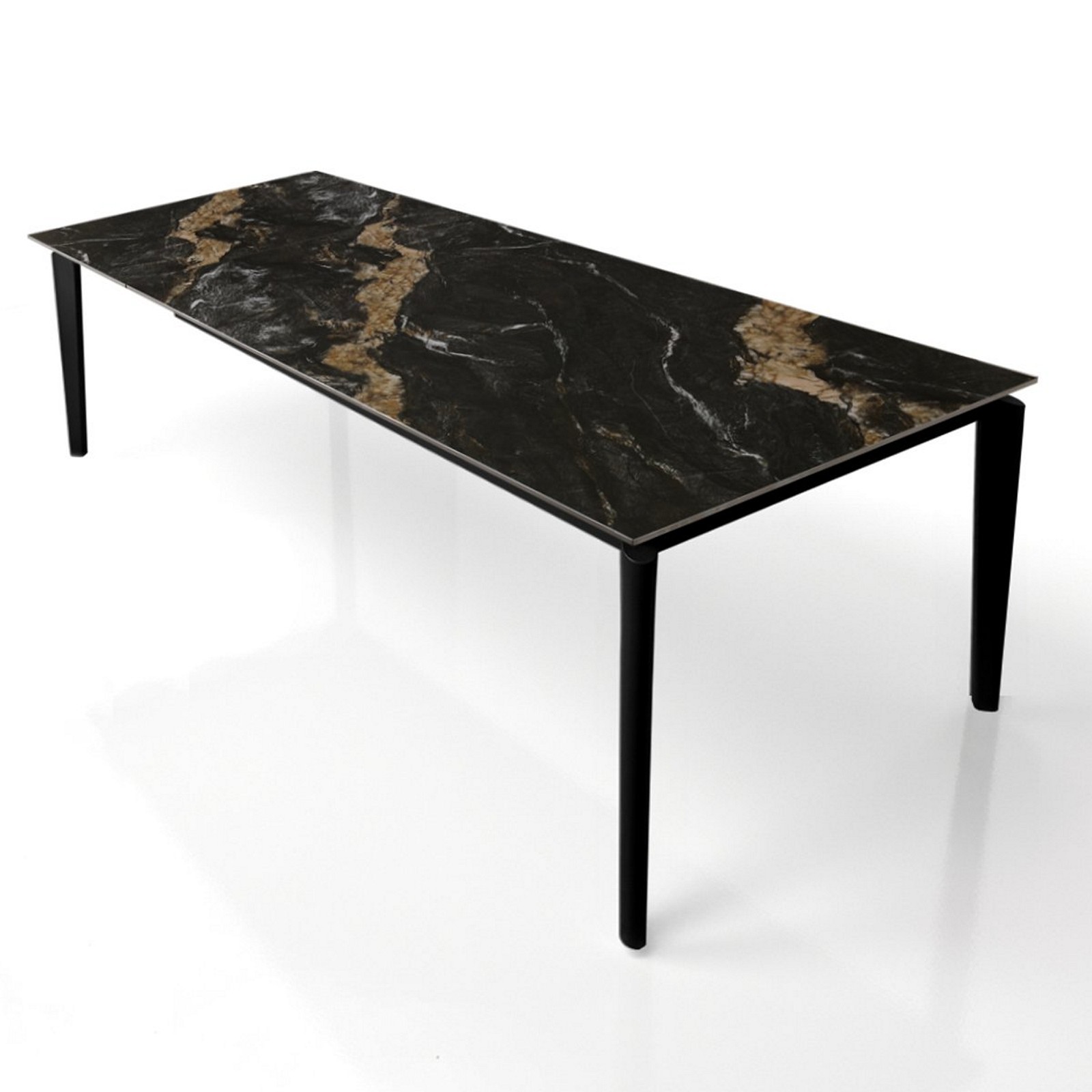 Tavolo allungabile DEDE CALACATTA NERO basamento metallo  Grigio piano ceramica finitura Marmo Calacatta Nero