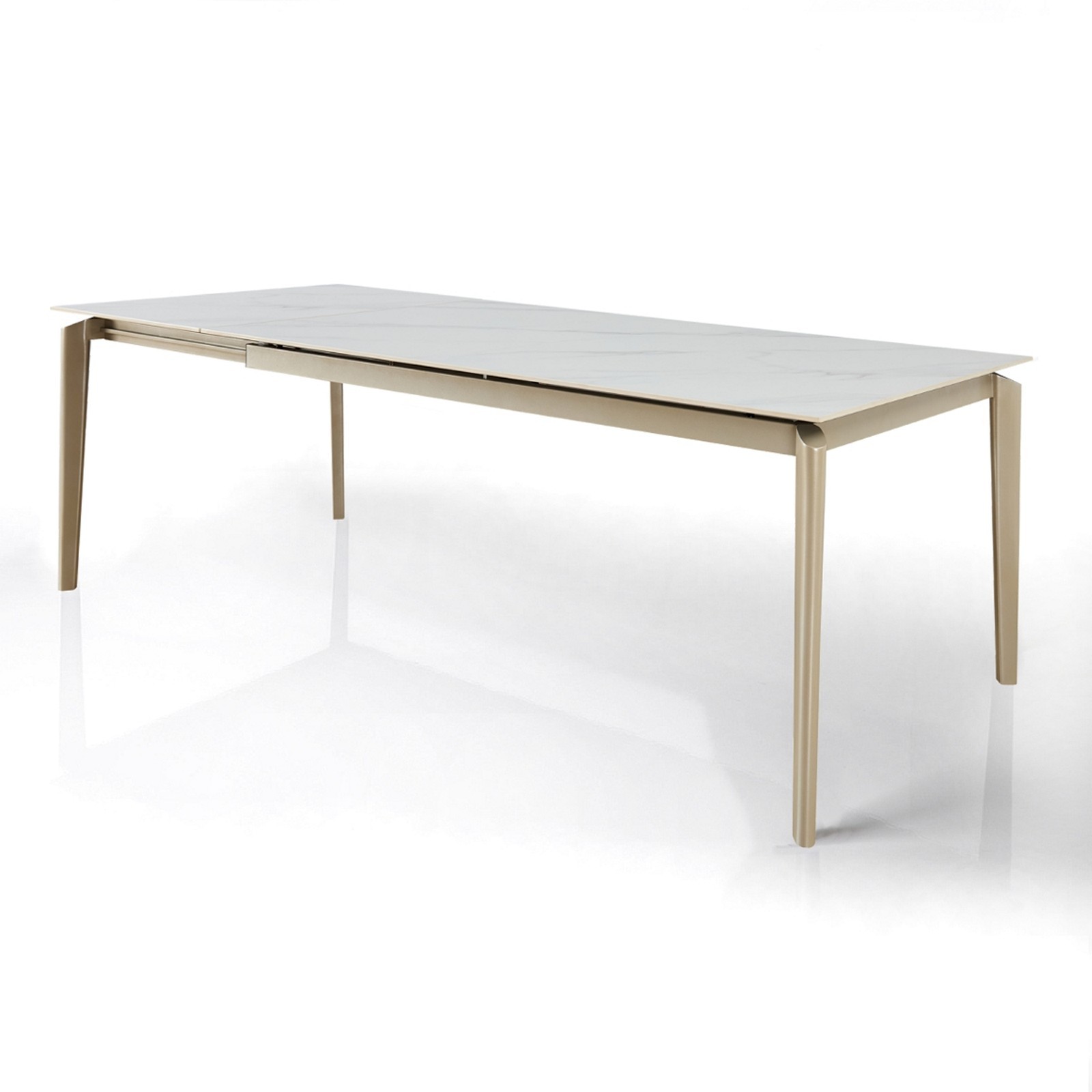 Tavolo allungabile DEDE MARMO BIANCO - PLATINO basamento metallo Platino piano ceramica finitura Marmo Bianco