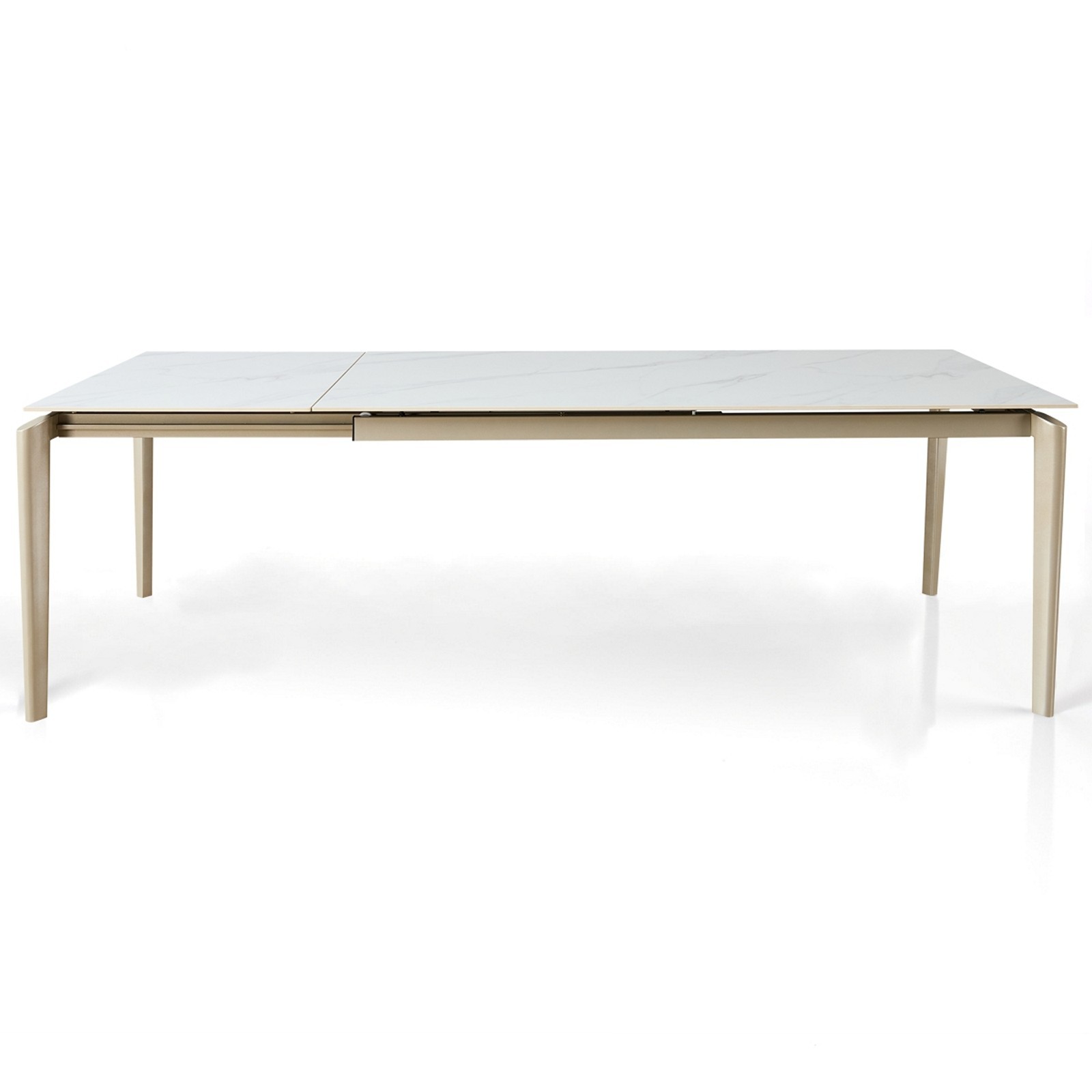 Tavolo allungabile DEDE MARMO BIANCO - PLATINO basamento metallo Platino piano ceramica finitura Marmo Bianco