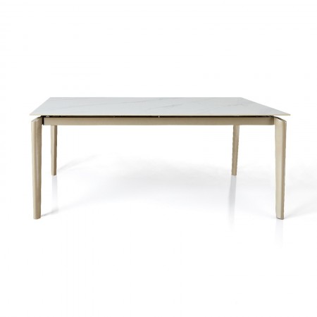 Tavolo allungabile DEDE MARMO BIANCO - PLATINO basamento metallo Platino piano ceramica finitura Marmo Bianco