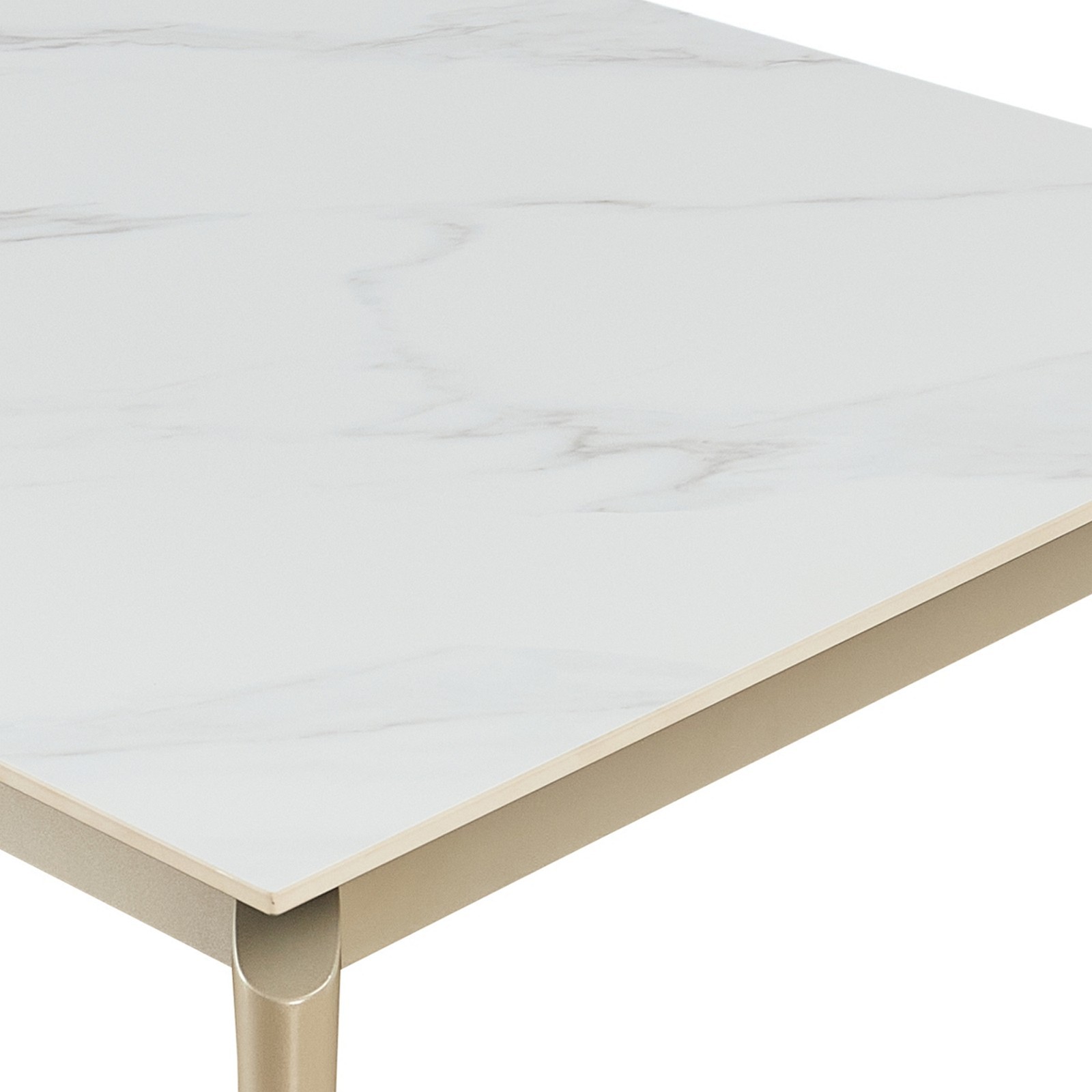 Tavolo allungabile DEDE MARMO BIANCO - PLATINO basamento metallo Platino piano ceramica finitura Marmo Bianco