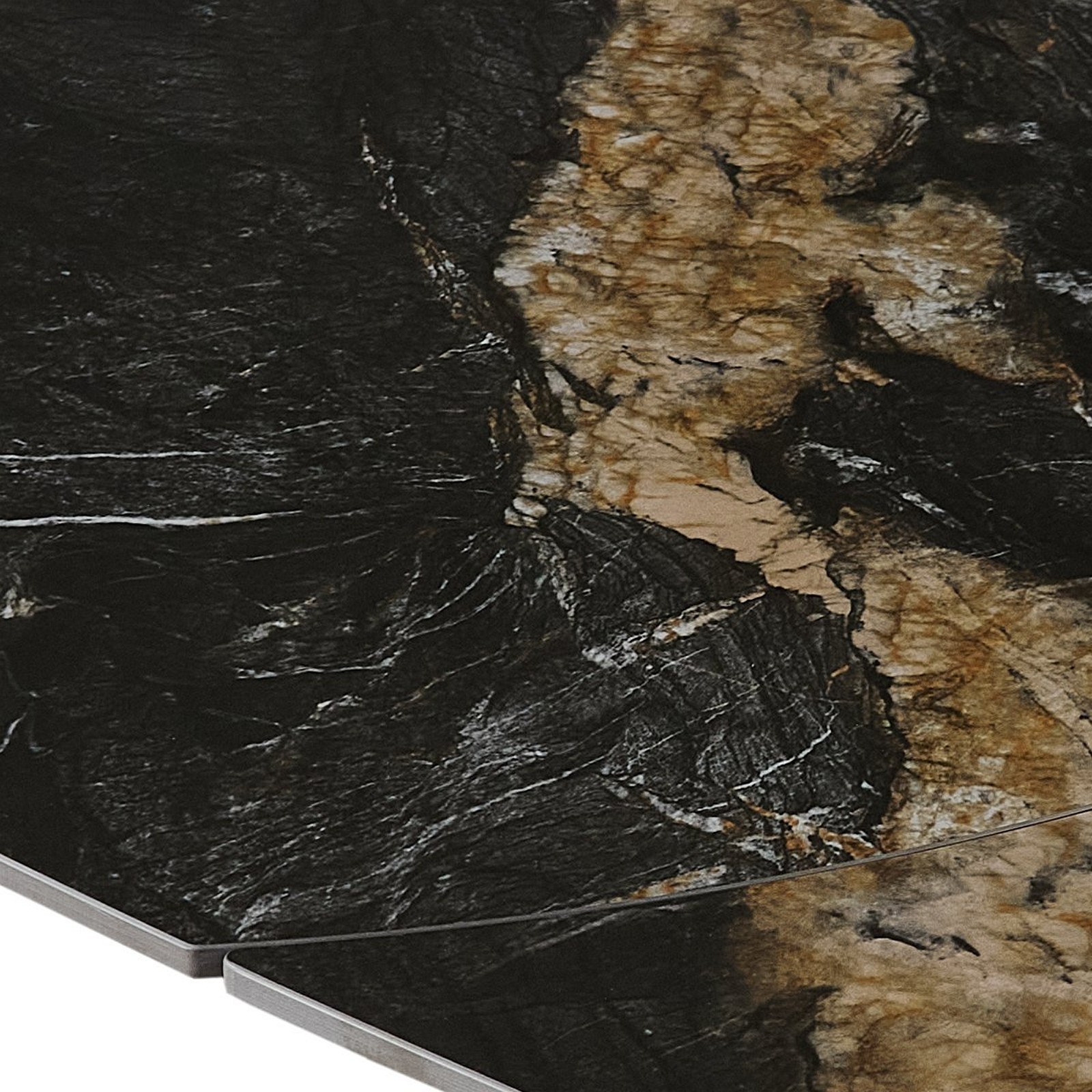 Tavolo allungabile RHINO MARMO CALACATTA NERO basamento metallo Grigio piano ceramica finitura Marmo Calacatta Nero