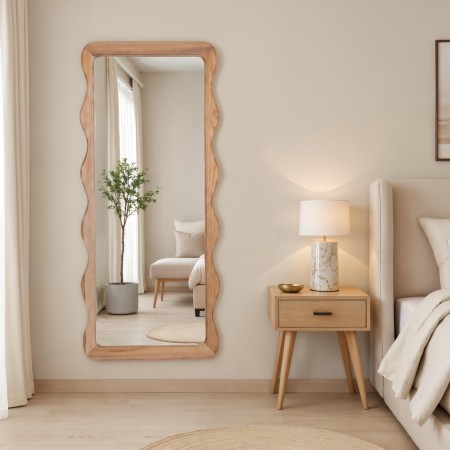 Specchio da parete KING 1 cornice legno massello finitura Acero cm 180 x 79 montaggio orizzontale / verticale