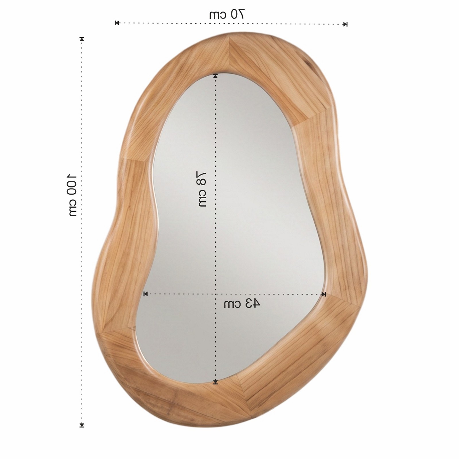 Specchio da parete KING 03 cornice legno massello finitura Acero cm 100 x 70