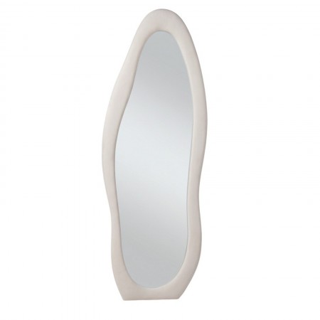 Specchio da parete KING 06 cornice imbottita morbido tessuto effetto velluto di colore Panna cm.160 x 60
