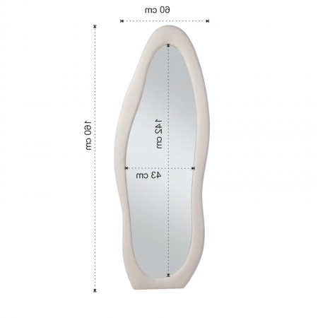 Specchio da parete KING 06 cornice imbottita morbido tessuto effetto velluto di colore Panna cm.160 x 60