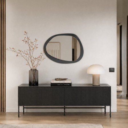 Specchio da parete KING 07 doppio specchio a filo lucido posteriore colore Nero cm.H76 L54 Sp0,3