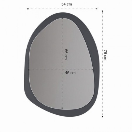 Specchio da parete KING 07 doppio specchio a filo lucido posteriore colore Nero cm.H76 L54 Sp0,3