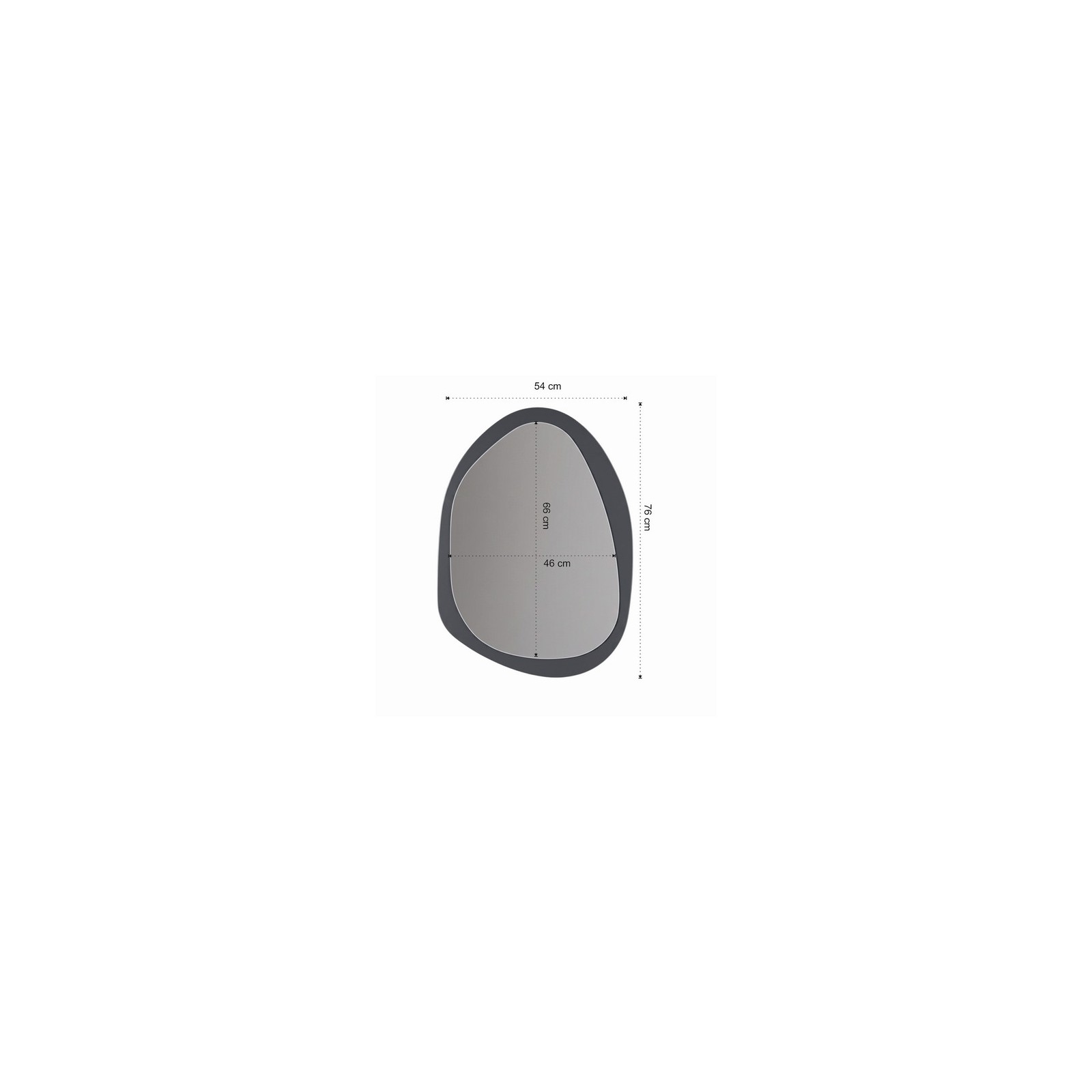 Specchio da parete KING 07 doppio specchio a filo lucido posteriore colore Nero cm.H76 L54 Sp0,3