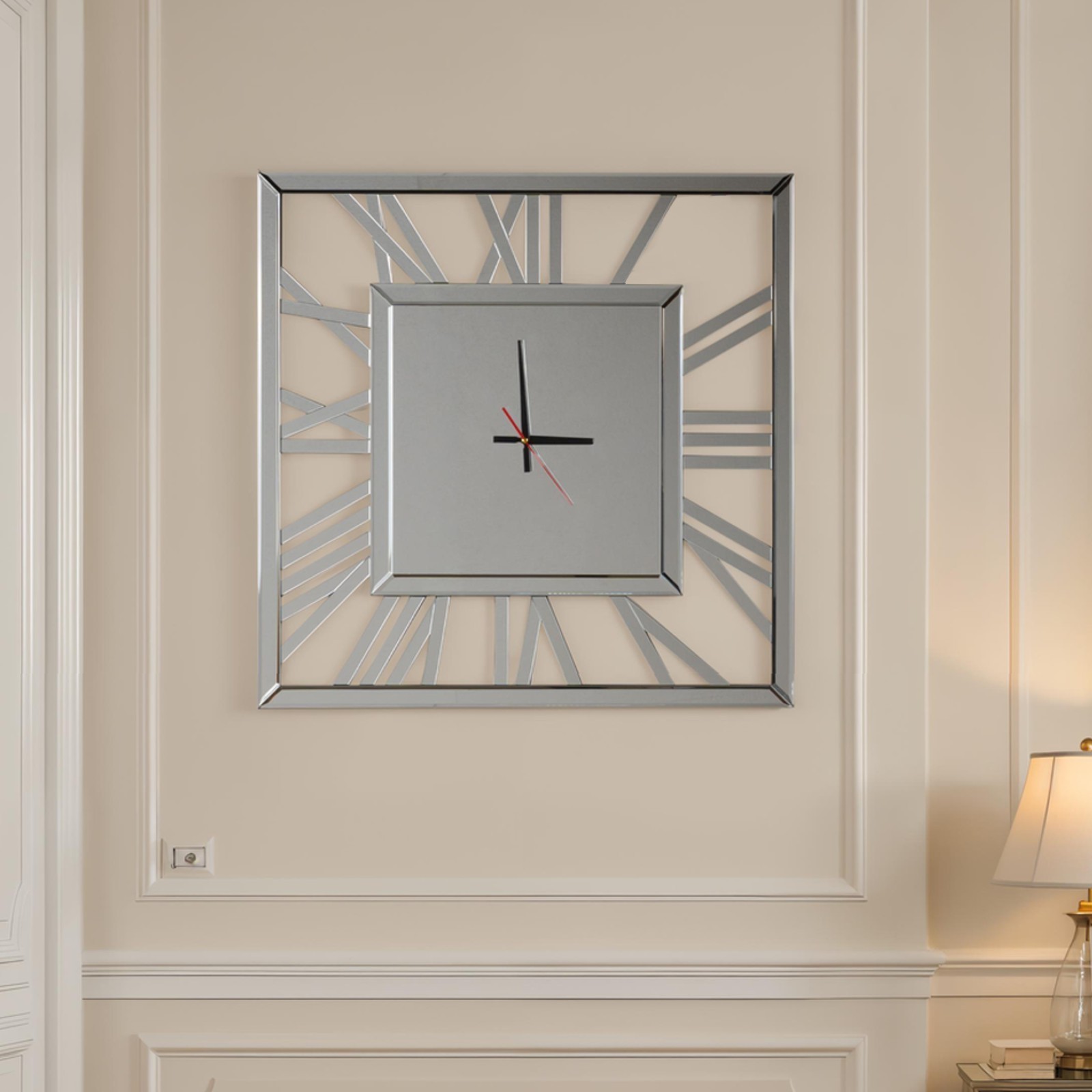 Orologio a specchio da parete APPIA  MDF rivestito con specchio da mm.3 cm 75 x 75 sp.1,9