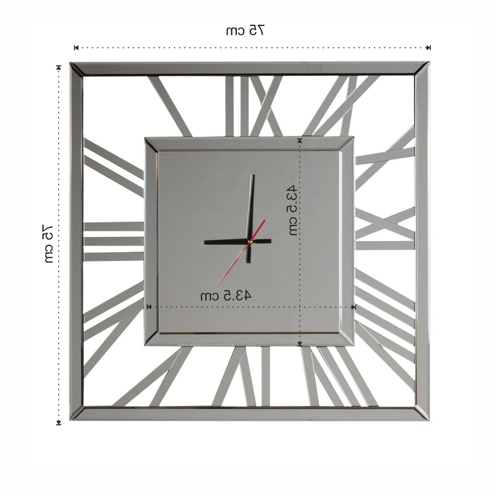 Orologio a specchio da parete APPIA  MDF rivestito con specchio da mm.3 cm 75 x 75 sp.1,9