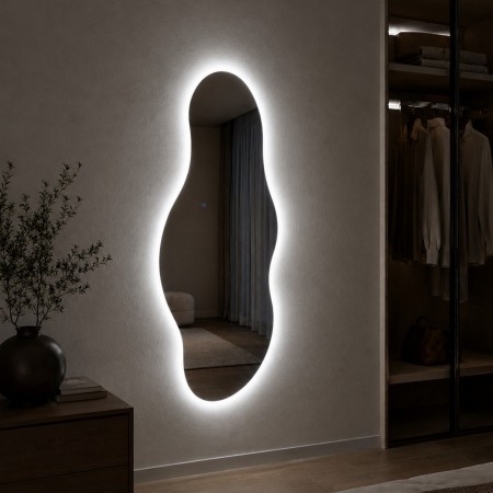 Specchio da parete KING 09 luce LED accensione Touch tre tonalità regolabili cm H150 L60 P1,9
