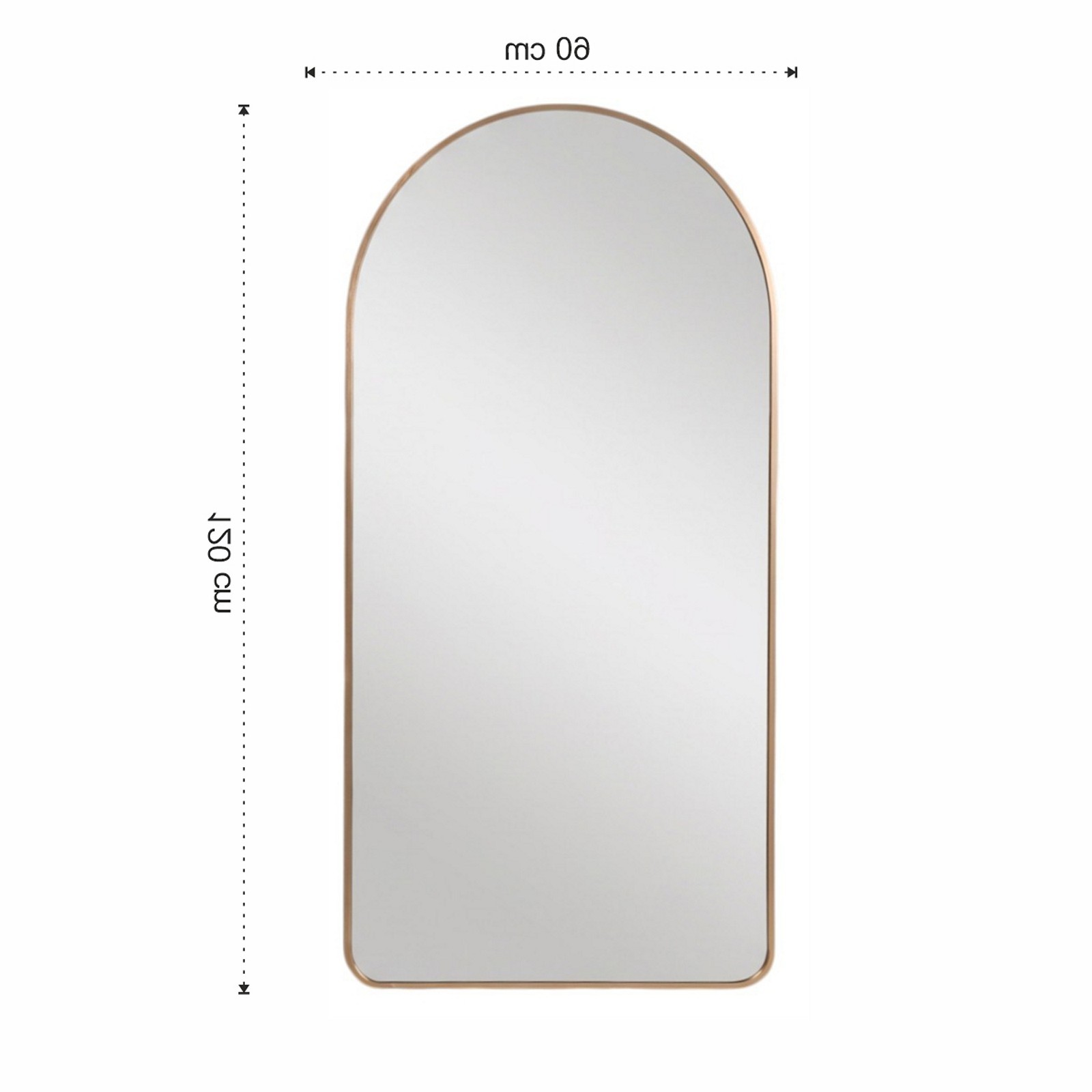 Specchio da parete KING 10 cornice alluminio finitura Oro opaco cm H120 L60 P2,5