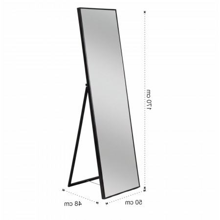 Specchio da terra KING 12 struttura MDF Nero opaco cm H170 L50 P48