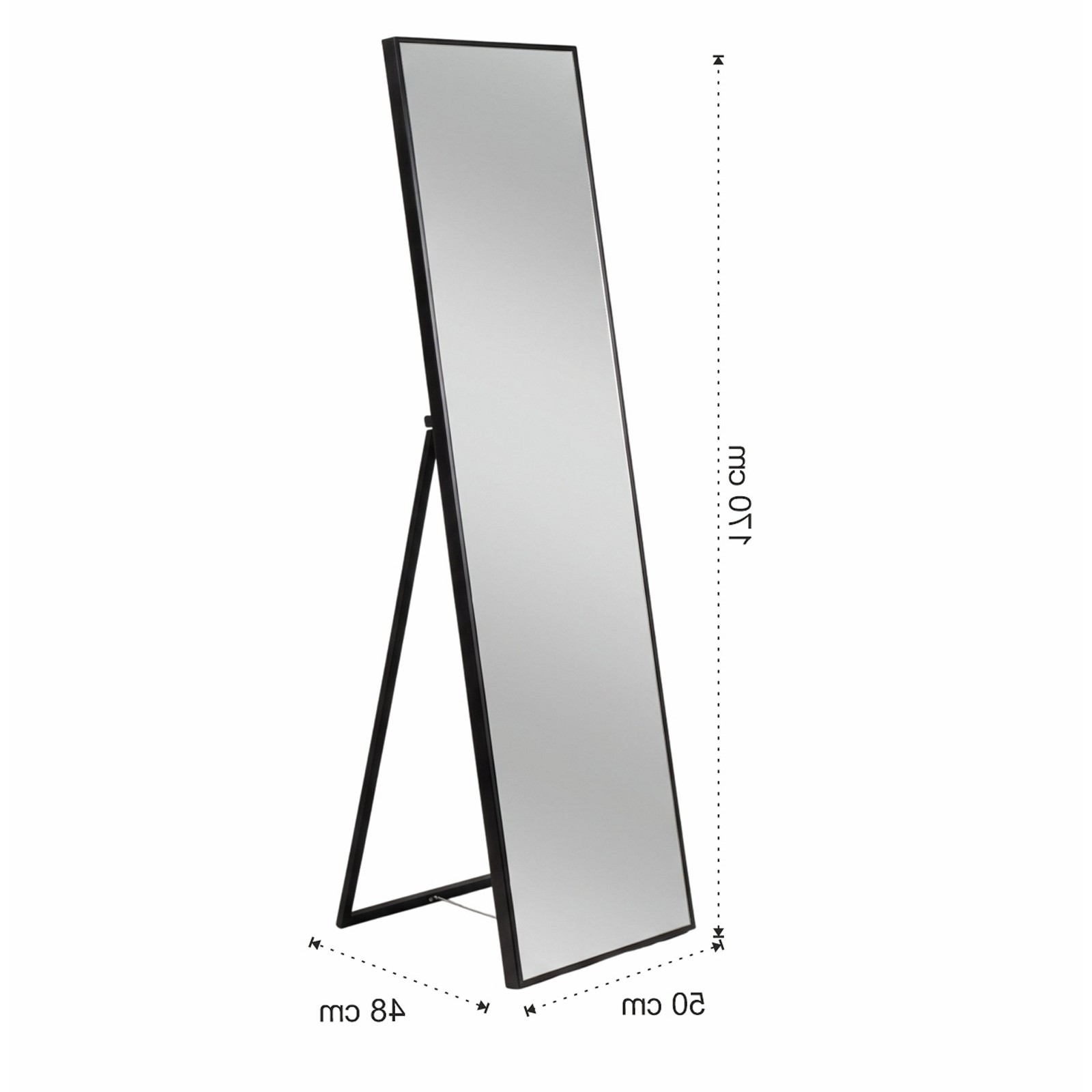 Specchio da terra KING 12 struttura MDF Nero opaco cm H170 L50 P48