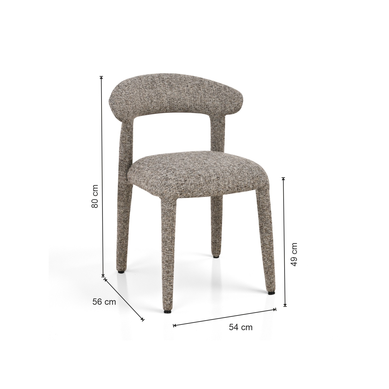 Sedia MAGDA MARRONE tessuto di colore MARRONE melange H80 L54 P56