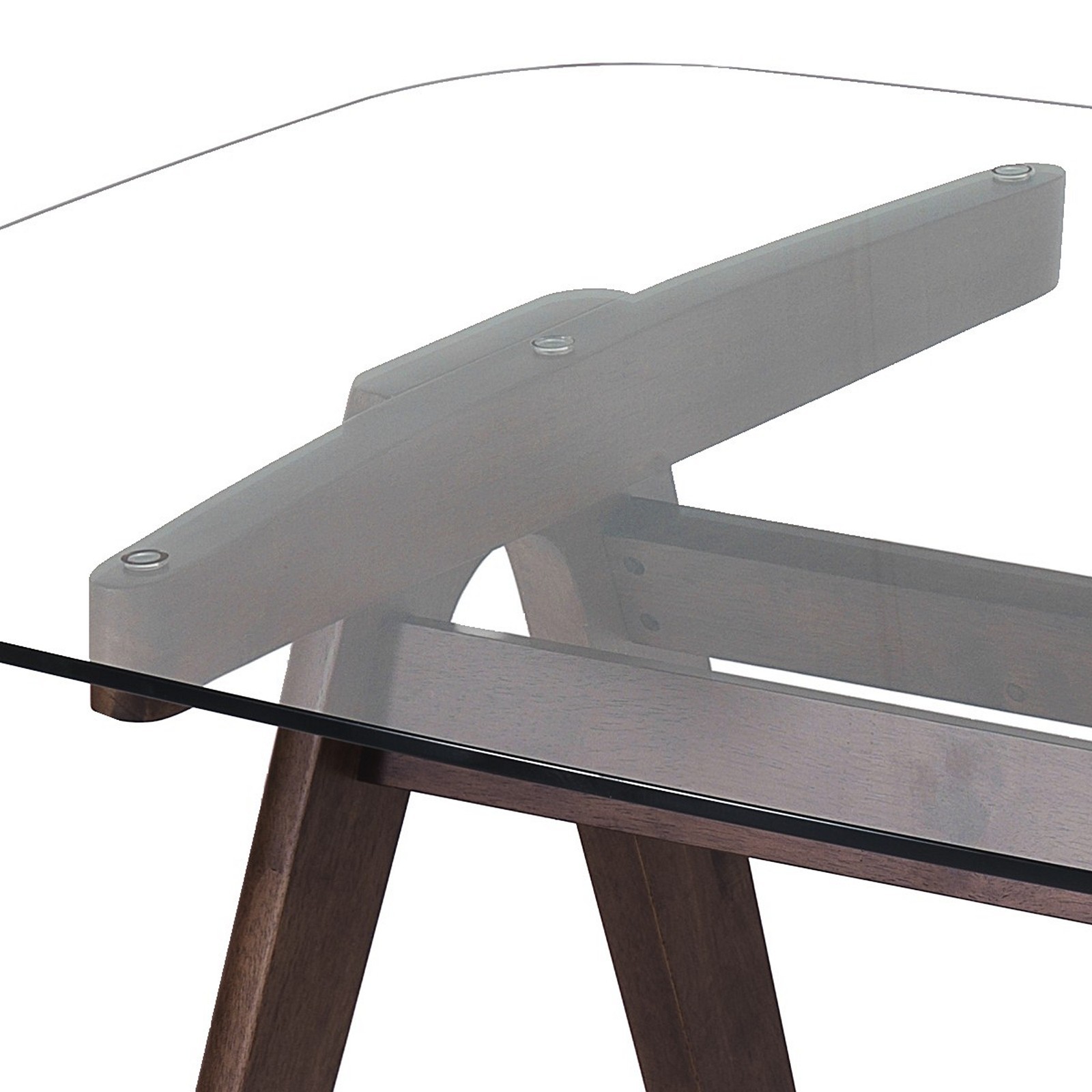 Tavolo / Scrivania RAMON in legno massello finitura Noce scuro con piano in vetro temprato trasparente sp. 10 mm H75 P100 L220