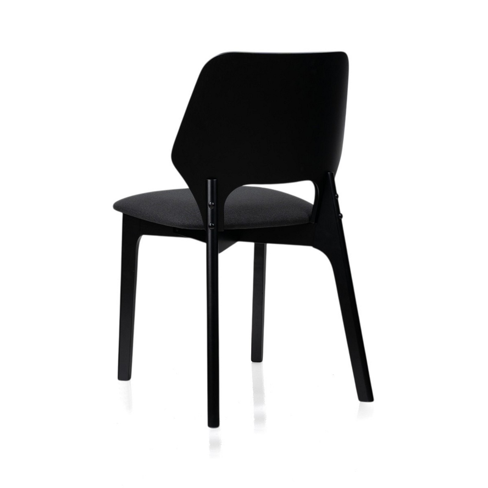 Sedia MAYRA LEGNO NERO in legno massello finitura Nero con seduta imbottita rivestita in tessuto Nero H84 L48 P55
