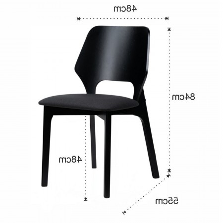 Sedia MAYRA LEGNO NERO in legno massello finitura Nero con seduta imbottita rivestita in tessuto Nero H84 L48 P55