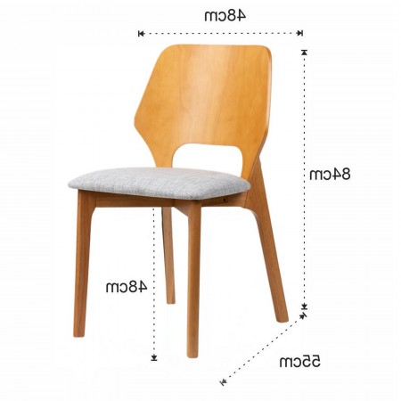 Sedia MAYRA ROVERE in legno massello Rovere, seduta imbottita in tessuto Grigio chiaro, H84 L48 P55 cm
