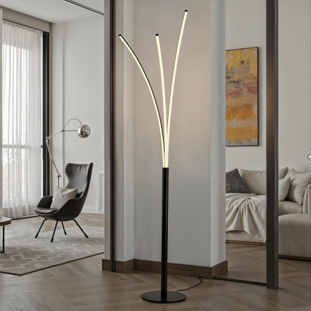 Lampada da terra TRIS metallo Nero opaco acrilico Bianco opaco 3 LED 30W 3000K H150 L33 P28