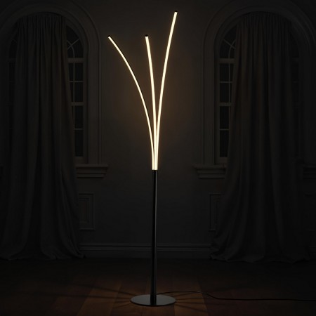 Lampada da terra TRIS metallo Nero opaco acrilico Bianco opaco 3 LED 30W 3000K H150 L33 P28
