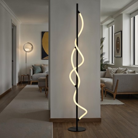 Lampada da terra MATAX metallo Nero opaco acrilico Bianco opaco LED 30W 4000K H150 L28 P28