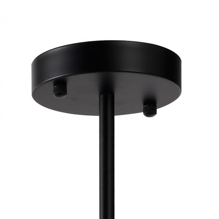 Lampadario ELENA vetro e acciaio Nero opaco 4 sfere vetro Bianco opaco diametro 15 H123 L106 P45 G9