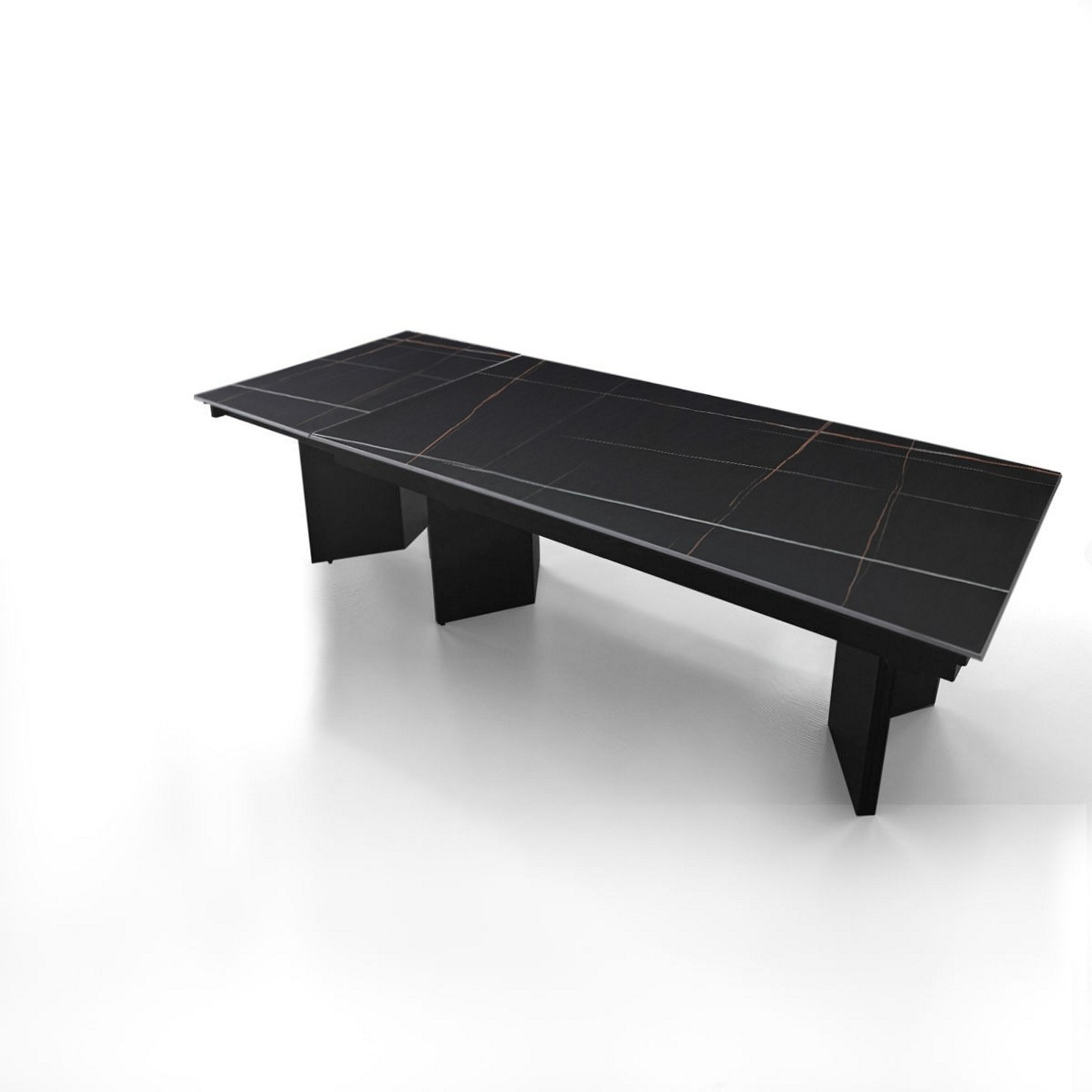 Tavolo allungabile MOMO MARMO NERO - GRIGIO metallo Grigio opaco piano ceramica marmo Nero opaco H75 P100 L200/258/316/374
