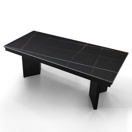 Tavolo allungabile MOMO MARMO NERO - GRIGIO metallo Grigio opaco piano ceramica marmo Nero opaco H75 P100 L200/258/316/374