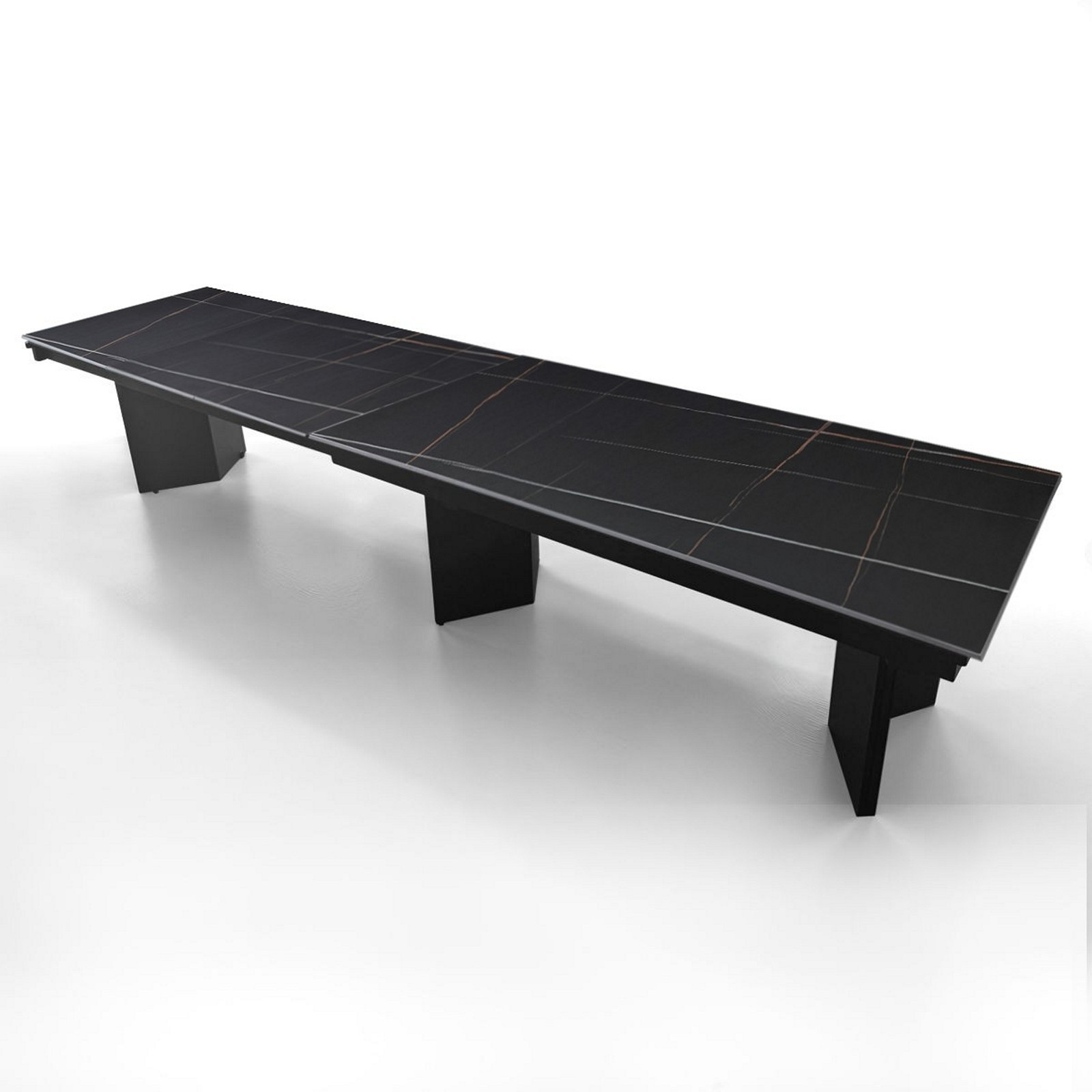 Tavolo allungabile MOMO MARMO NERO - GRIGIO metallo Grigio opaco piano ceramica marmo Nero opaco H75 P100 L200/258/316/374