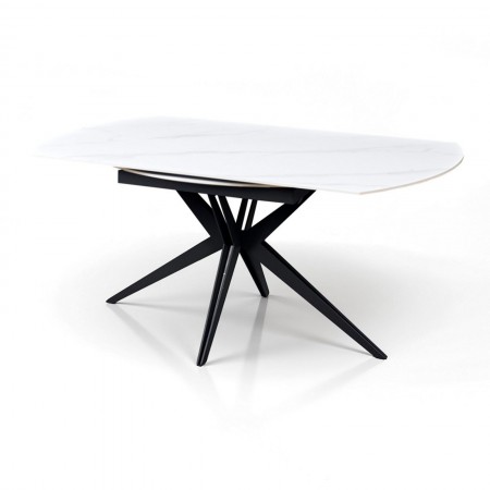 Tavolo allungabile IDA MARMO BIANCO metallo Grigio opaco piano ceramica marmo Bianco opaco H76 P90/125/160 L160
