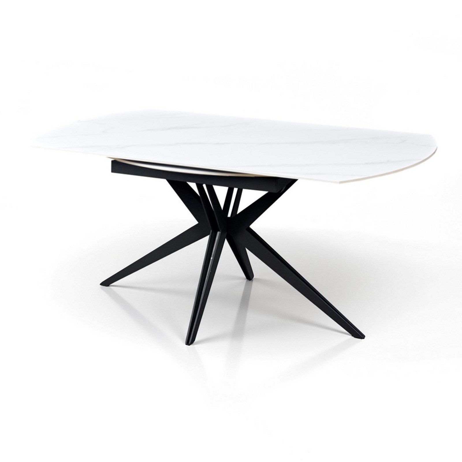 Tavolo allungabile IDA MARMO BIANCO metallo Grigio opaco piano ceramica marmo Bianco opaco H76 P90/125/160 L160