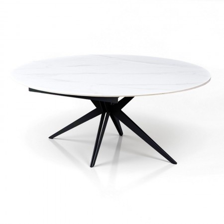 Tavolo allungabile IDA MARMO BIANCO metallo Grigio opaco piano ceramica marmo Bianco opaco H76 P90/125/160 L160