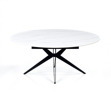 Tavolo allungabile IDA MARMO BIANCO metallo Grigio opaco piano ceramica marmo Bianco opaco H76 P90/125/160 L160