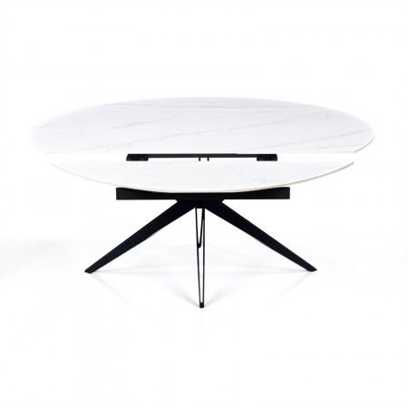 Tavolo allungabile IDA MARMO BIANCO metallo Grigio opaco piano ceramica marmo Bianco opaco H76 P90/125/160 L160